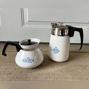Vintage Corningware Blue Flower Coffee Percolator and Tea Pot